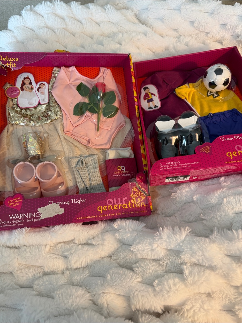 Our Generation Doll Outfit Bundle - Pink, Gold, Yellow, Blue